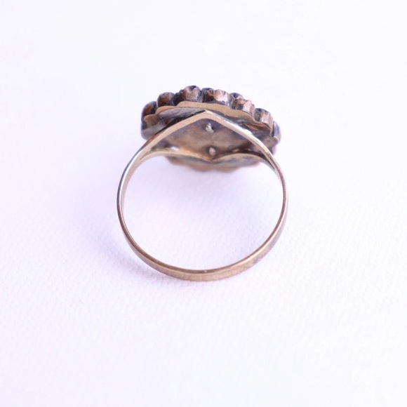 Antique 14k Gold & Silver-Topped Bohemian Garnet Cluster Ring - Picture 7 of 11